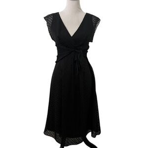 Adrianna Papell Black Silk Blend Flowy Dress Size 4 NWT
